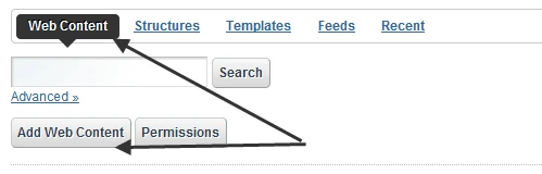 Adding new web content in Liferay