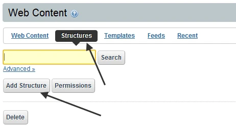 Add Structure to create web content in Liferay