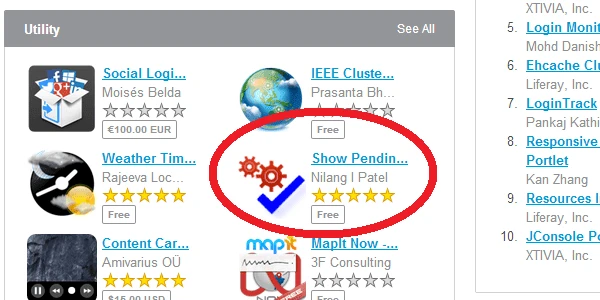 Liferay Marketplace utility section- show pending content app Liferay Marketplace utility section- show pending content app