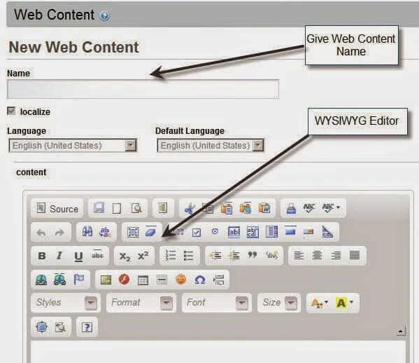 Adding new Web content in Liferay