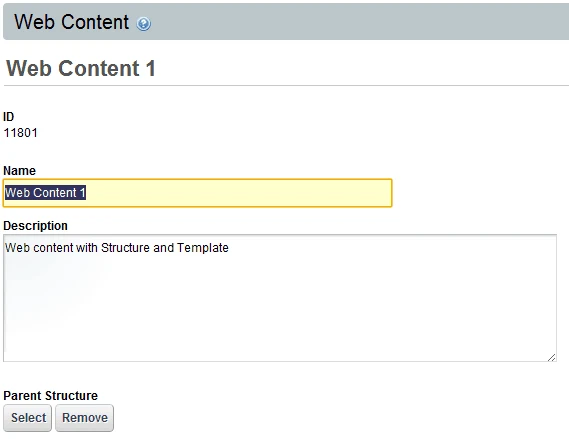 Creating new Structure for creating web content