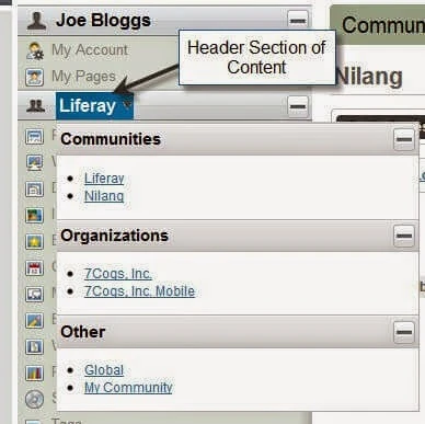 Liferay content section in Control Panel