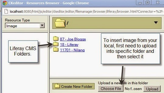 Choosing image folder to add it on Liferay Web content