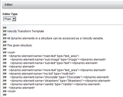 Template code editor
