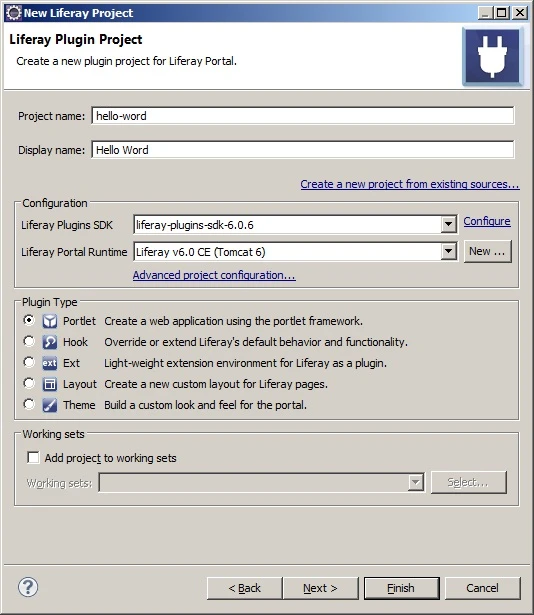 Select plugin type as Portlet Select plugin type as Portlet