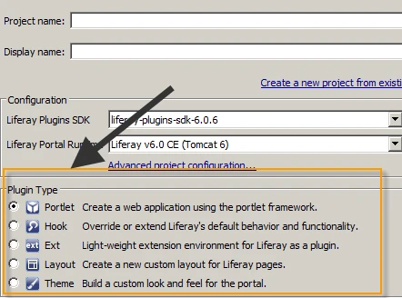 Creating Liferay Plugin Project for portlet, hook, ext, layout or theme Creating Liferay Plugin Project for portlet, hook, ext, layout or theme
