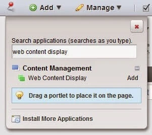 Adding Web Content Display Portlet on Liferay Page